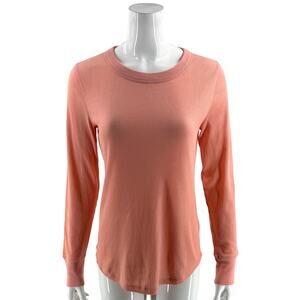 Gap Womens Long Sleeve Thermal Tee Shirt Top Size Medium Peach Pink Waffle